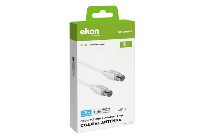 Ekon Antennenkabel Stecker/Buchse + 75dB-Adapter