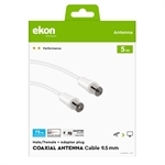 Ekon Antennenkabel Stecker/Buchse + 75dB-Adapter