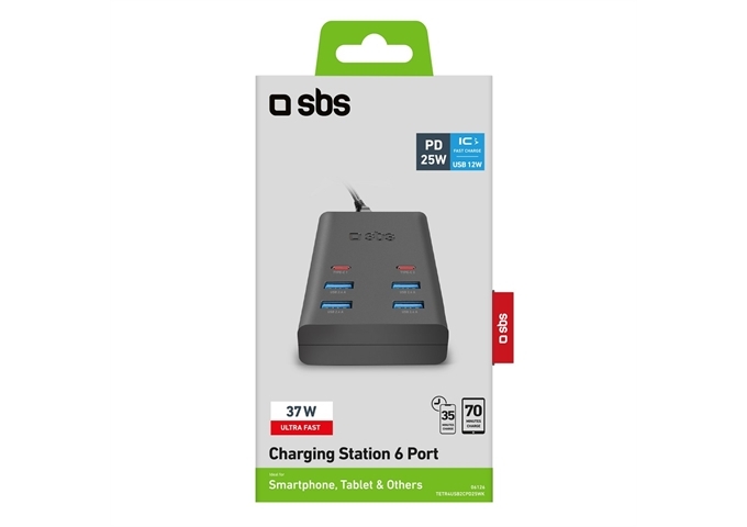 SBS Ladestation mit 4 USB-A- und 2 USB-C-Ports