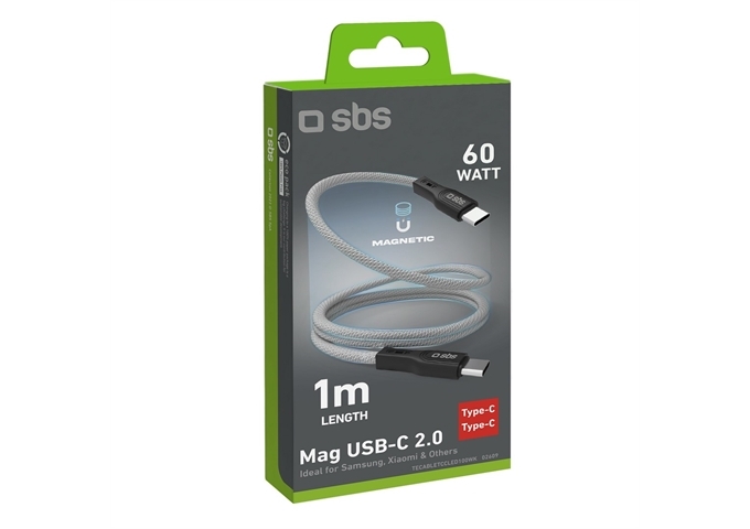 SBS Magnetisches USB-C-auf-USB-C-Kabel, 1 Meter