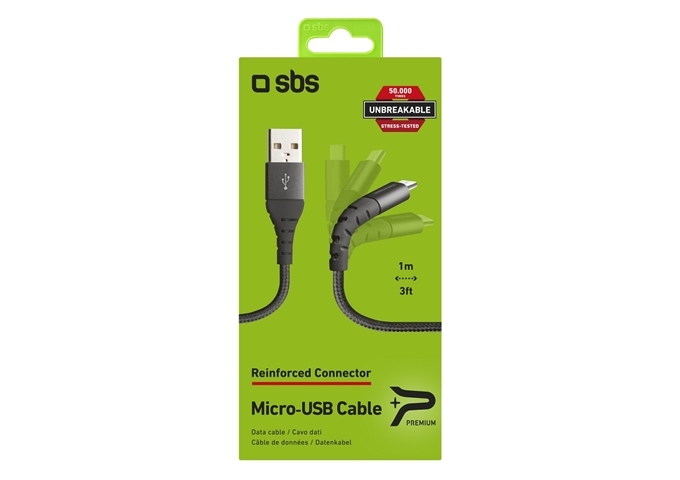 SBS Metallkabel USB 2.0 Micro USB - Unbreakable Collec