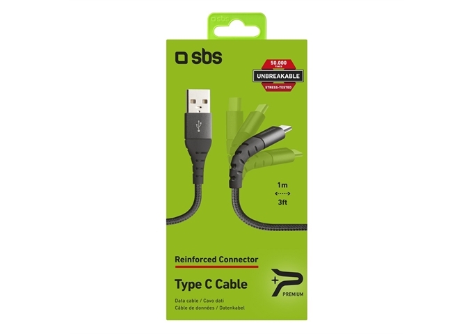 SBS Metallkabel USB 2.0 Typ C - Unbreakable Collection