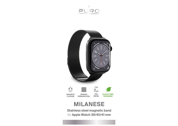 Puro Milanese Mesh Strap For Apple Watch Nero