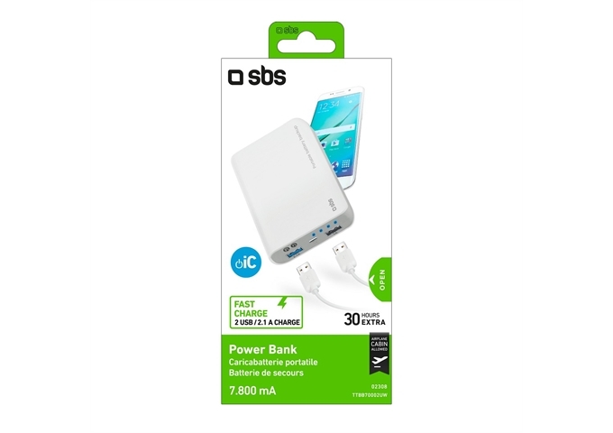 SBS Power Bank 7.800 mAh für Tablets und Smartphones