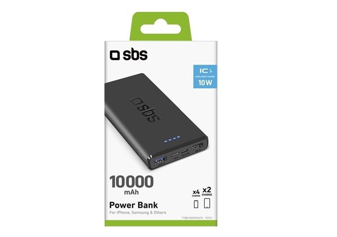 SBS Powerbank fast charge mit 10.000 mAh und 2 USB