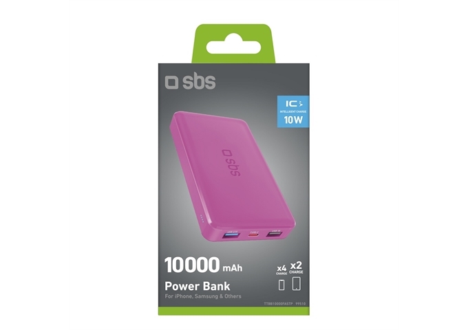 SBS Powerbank fast charge mit 10.000 mAh und 2 USB