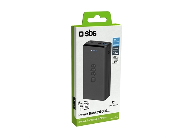 SBS Powerbank fast charge mit 20.000 mAh und 2 USB