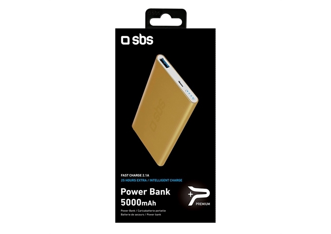 SBS Powerbank mit Schnellladung und 5000 mAh - Gold Co