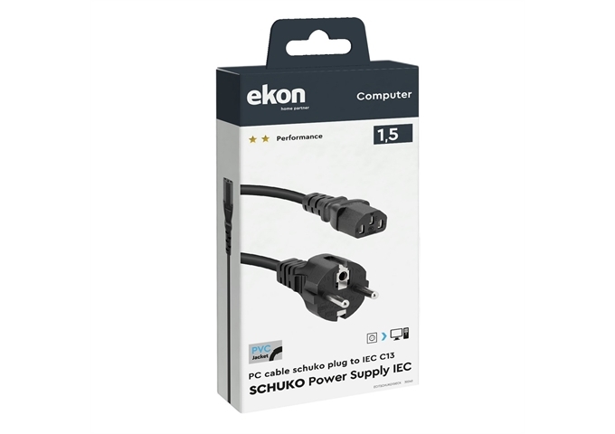 Ekon Schuko-Netzkabel mit IEC-Stecker