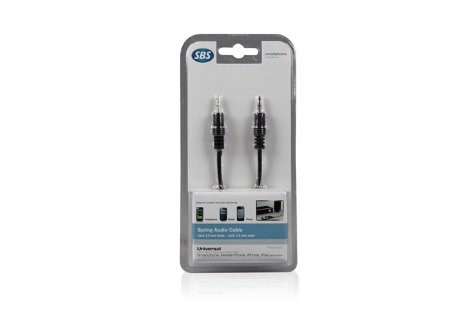 SBS Audio spring cable Jack 3,5 mm for smartphone