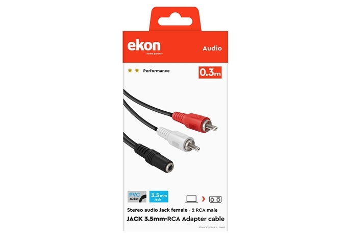 Ekon Audiokabel Klinke 3,5 mm Buchse auf 2 RCA Stecker