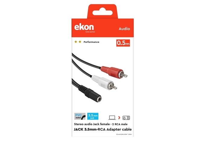 Ekon Audiokabel Klinke 3,5 mm Stecker auf 2 RCA Buchsen