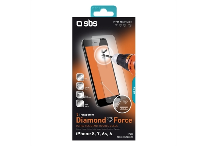 SBS Screen Protector Ultra Glass für iPhone 8/7/6s/6