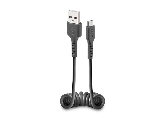 SBS Spiral-Daten-&-Ladekabel für Micro-USB