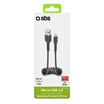 SBS Spiral-Daten-&-Ladekabel für Micro-USB