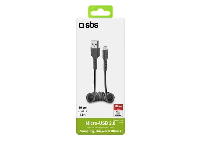 SBS Spiral-Daten-&-Ladekabel für Micro-USB