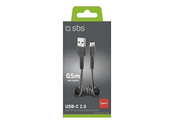 SBS Spiral-Daten-&-Ladekabel für Typ C