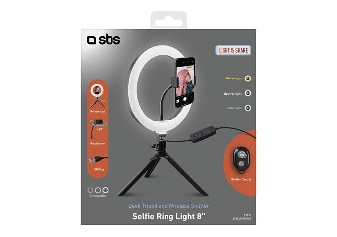 SBS Stativ Selfie Ring Light 20cm