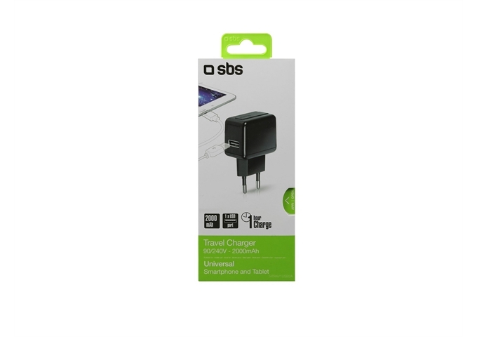 SBS Travel charger 2.000 mAh with USB port