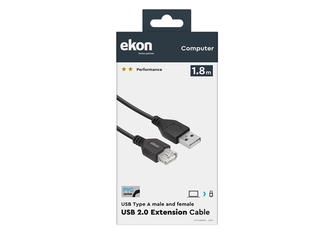 Ekon Type A Male - Female USB 2.0 Extension Cable