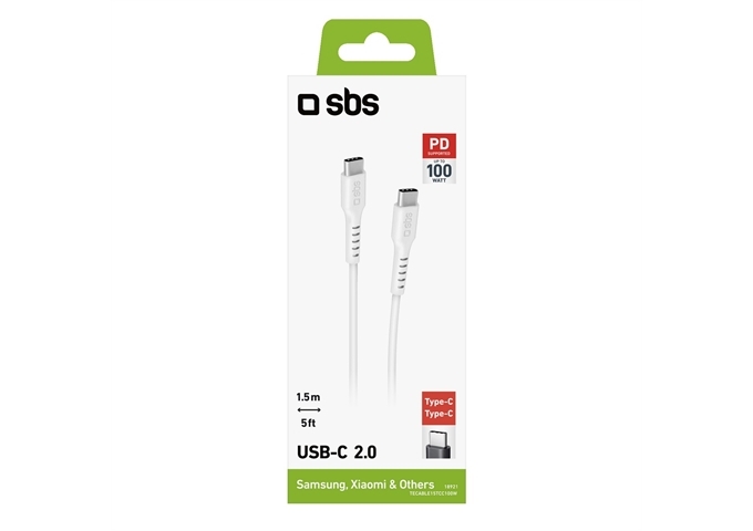 SBS Daten- und Ladekabel 1,5 m weiß – USB-C-Stecker fü