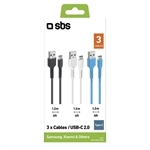 SBS USB - USB-C Lade- und Datenkabel-Set in 3 Farben