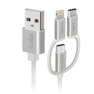 SBS USB zu Micro-USB-Kabel mit Lightning- und USB-C-Ad