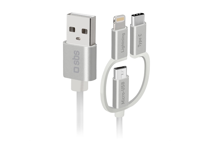 SBS USB zu Micro-USB-Kabel mit Lightning- und USB-C-Ad