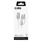 SBS USB zu Micro-USB-Kabel mit Lightning- und USB-C-Ad