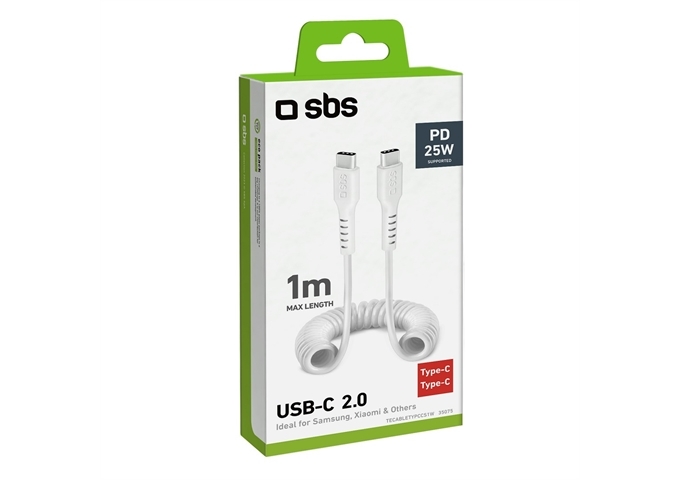 SBS USB-C auf USB-C Spiralkabel, 1 Meter