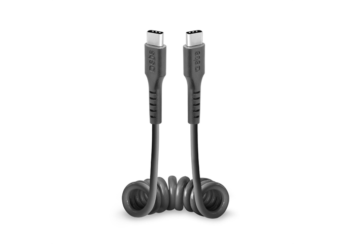 SBS USB-C auf USB-C Spiralkabel, 50 Zentimeter