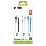 SBS USB-C - USB-C Lade- und Datenkabel-Set in 3 Farben