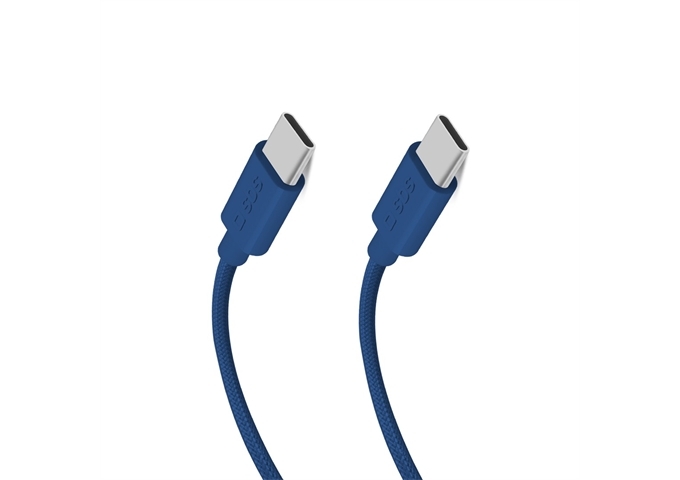 SBS USB-C - USB-C-Textilkabel mit Kabelhalter, 1,5 Met