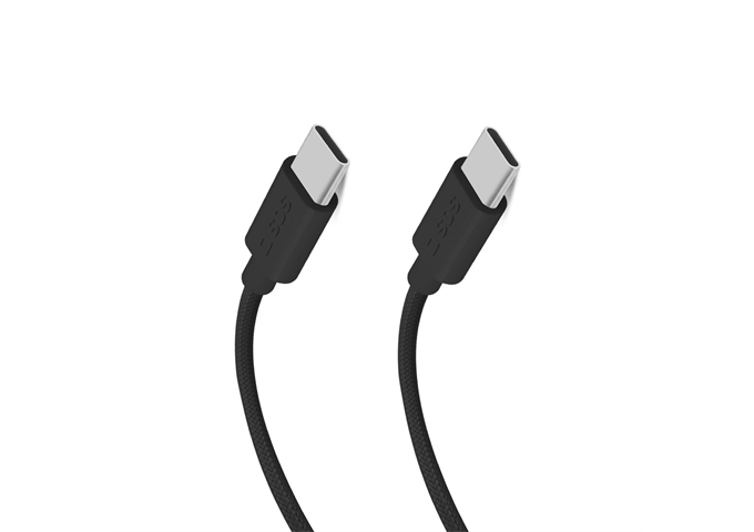 SBS USB-C - USB-C-Textilkabel mit Kabelhalter, 1,5 Met