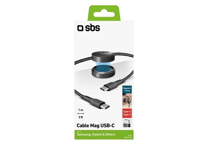 SBS USB-C auf USB-C Kabel mit Magnethalterung