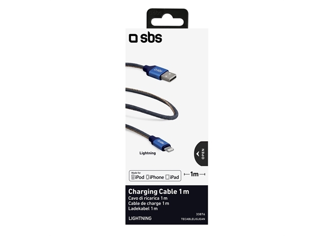 SBS USB-Ladekabel 2.0 - Lightning, Finish: Jeans