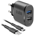 SBS USB-Reiseladeset mit Type-C-Kabel