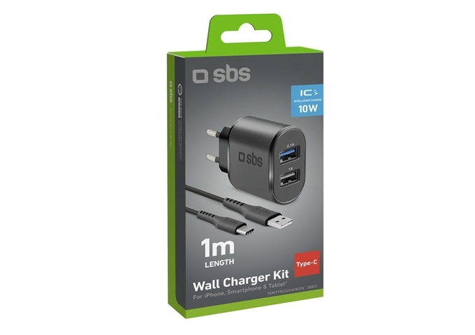 SBS USB-Reiseladeset mit Type-C-Kabel