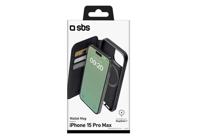 SBS Duo Mag Wallet schwarz iPhone 15 Pro Max