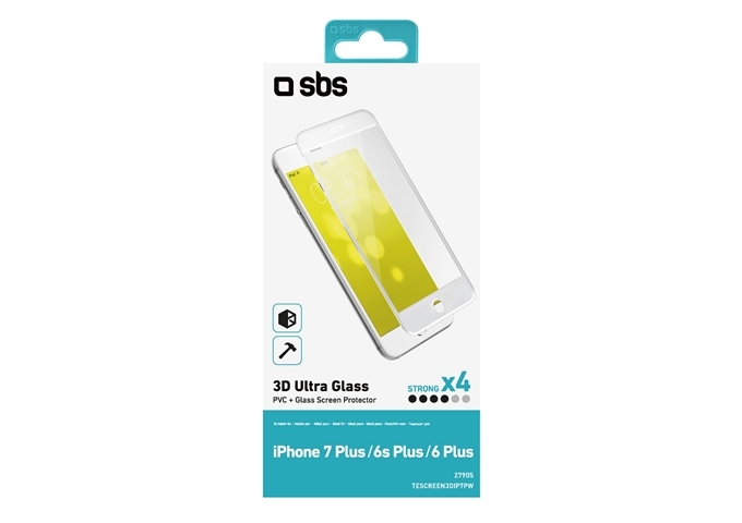 SBS Displayschutz Glas 3D für iPhone 8 Plus / 7 Plus /