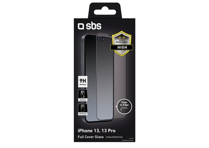 SBS Glas Displayschutz Full Cover für iPhone 13/13 Pro