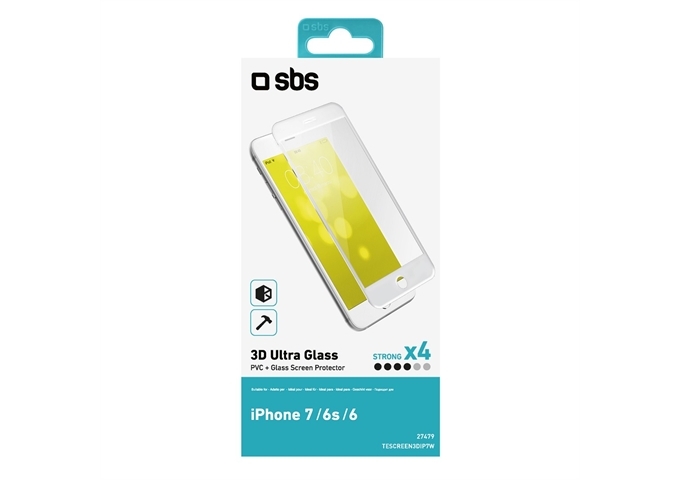 SBS Displayschutz Glas 3D für iPhone 8/7/6S/6