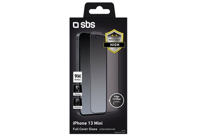 SBS Glas Displayschutz Full Cover für iPhone 13 Mini