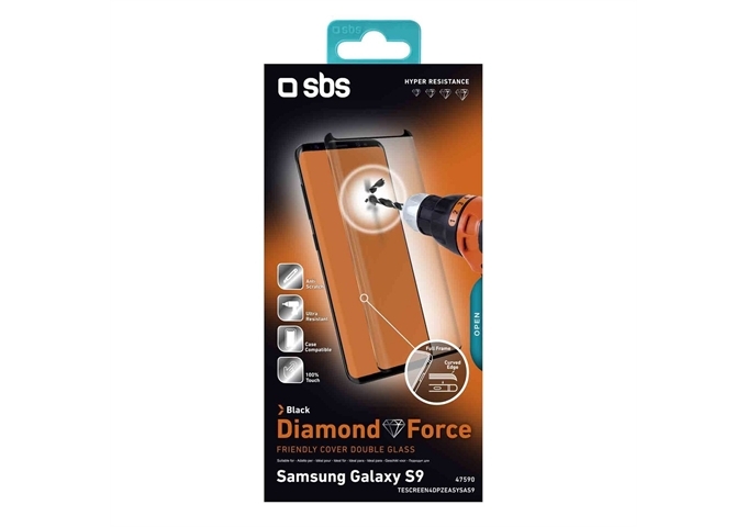 SBS Glas Displayschutz 4D Friendly für Galaxy S9