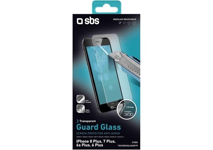 SBS Screen Protector Glass für iPhone 8 Plus/7 Plus/6s